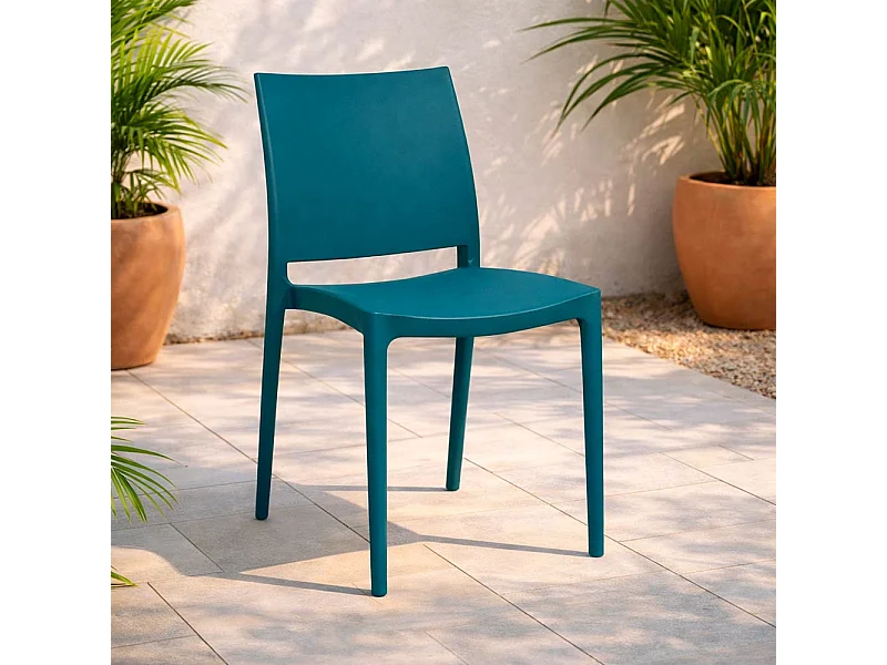 Chaise de salle à manger Altea en plastique vert pétrole, modèle confort