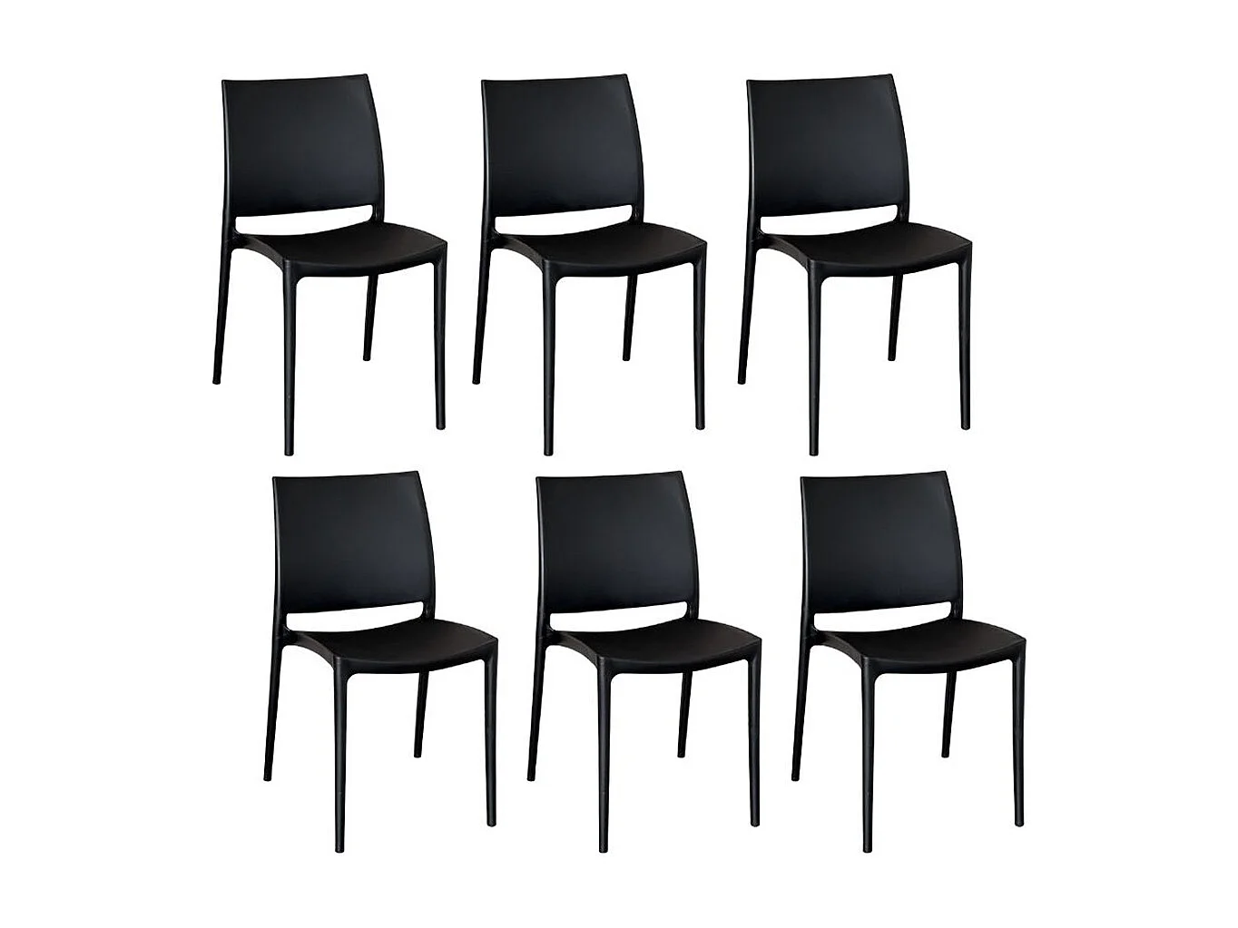 Chaise de salle à manger Altea en plastique noir, modèle confort x 6