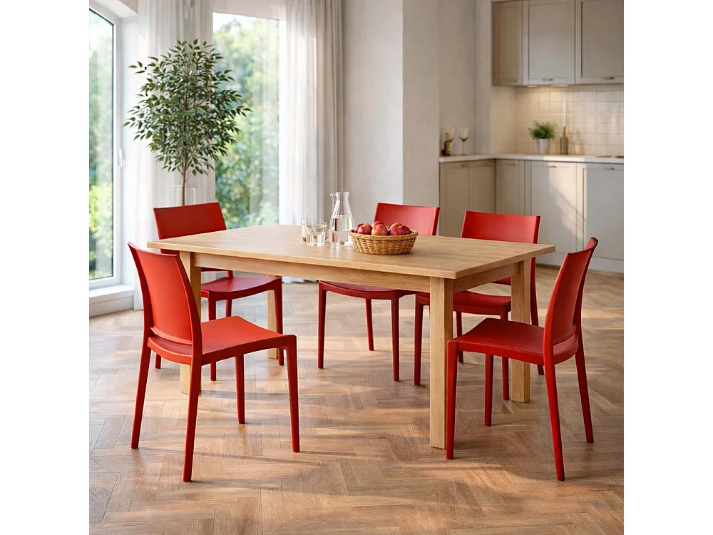 Chaise de salle à manger Altea en plastique rouge, modèle confort