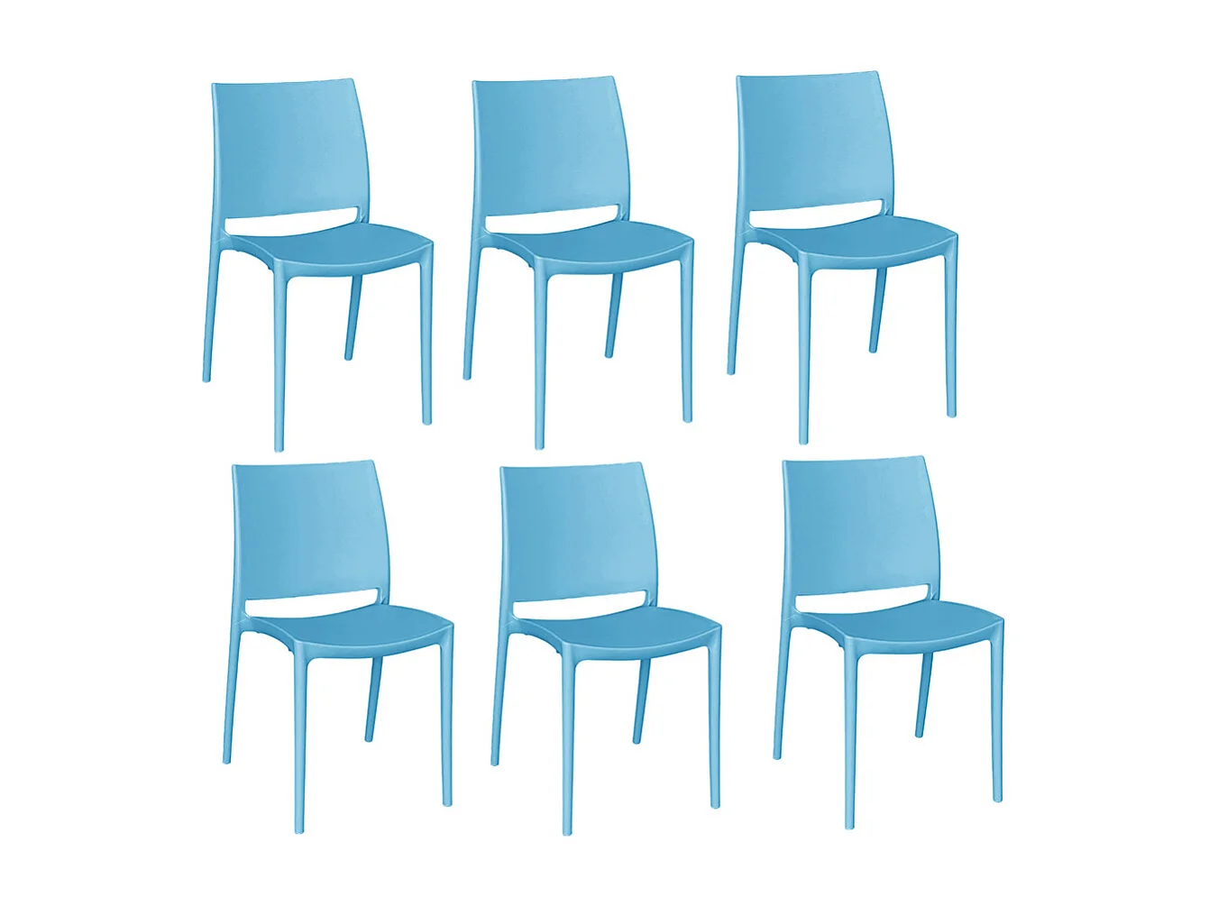 Sedie sala da pranzo set altea in plastica colore azzurro modello confort x 6