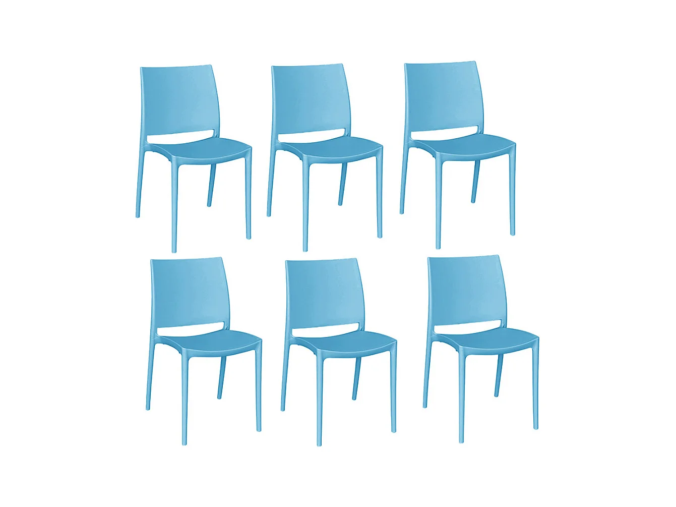 Conjunto de sillas de comedor altea en plástico azul modelo confort x 6