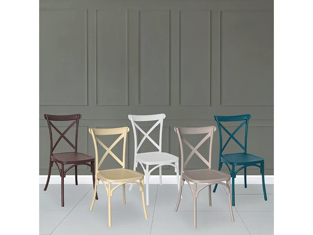 Silla apilable Sprint de plástico polipropileno negro en forma de cruz