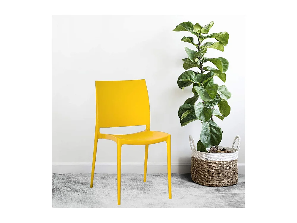 Chaise de salle à manger Altea en plastique couleur jaune moutarde modèle confort