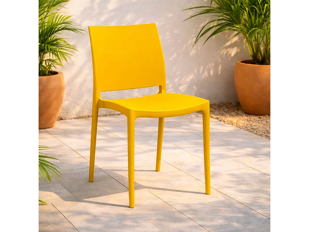 Silla de comedor Altea en plástico color Amarillo Mostaza modelo confort