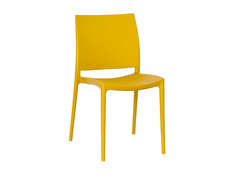 Chaise de salle à manger Altea en plastique couleur jaune moutarde modèle confort