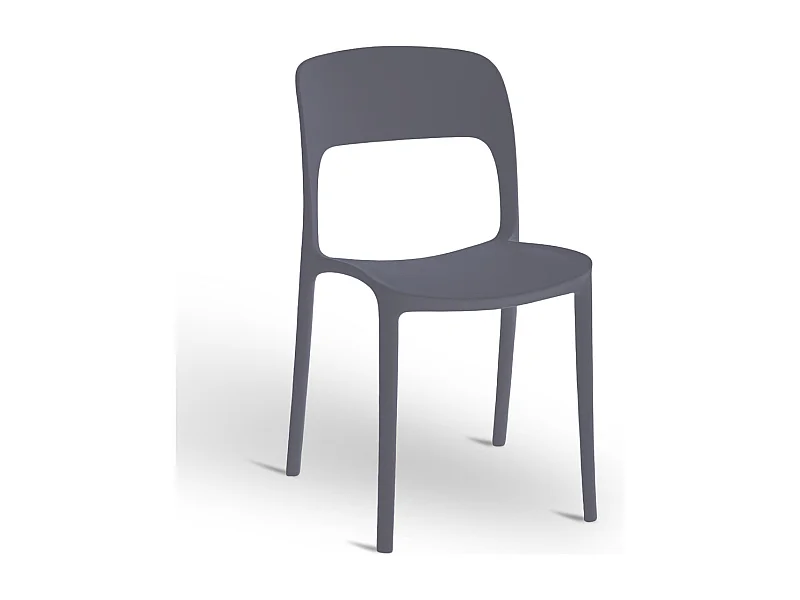 Chaise Alice en plastique empilable, coloris gris, modèle confort
