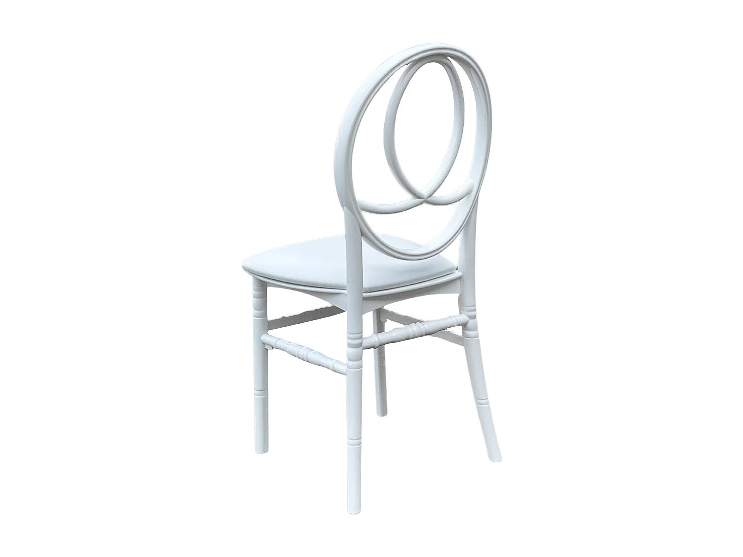 Chaise blanche avec nouveau coussin en simili cuir Phoenix en plastique monobloc