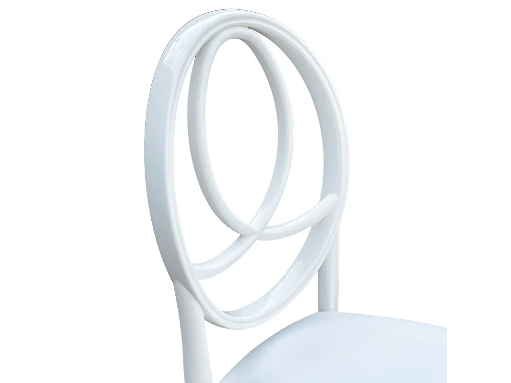 Chaise blanche avec nouveau coussin en simili cuir Phoenix en plastique monobloc