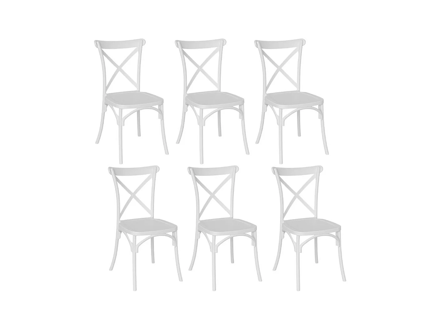 Silla apilable Sprint en forma de cruz de polipropileno blanco x6