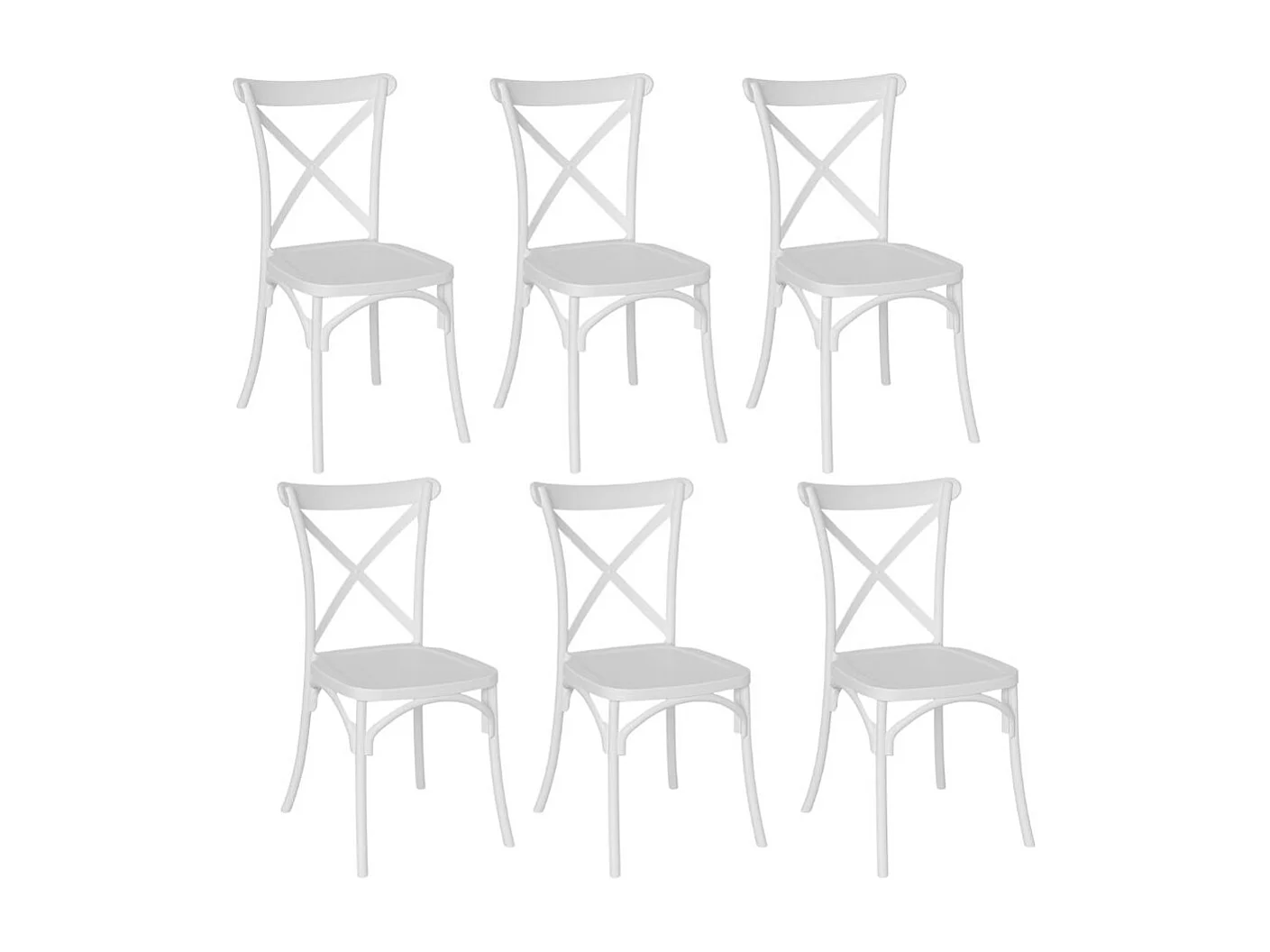 Silla apilable Sprint en forma de cruz de polipropileno blanco x6