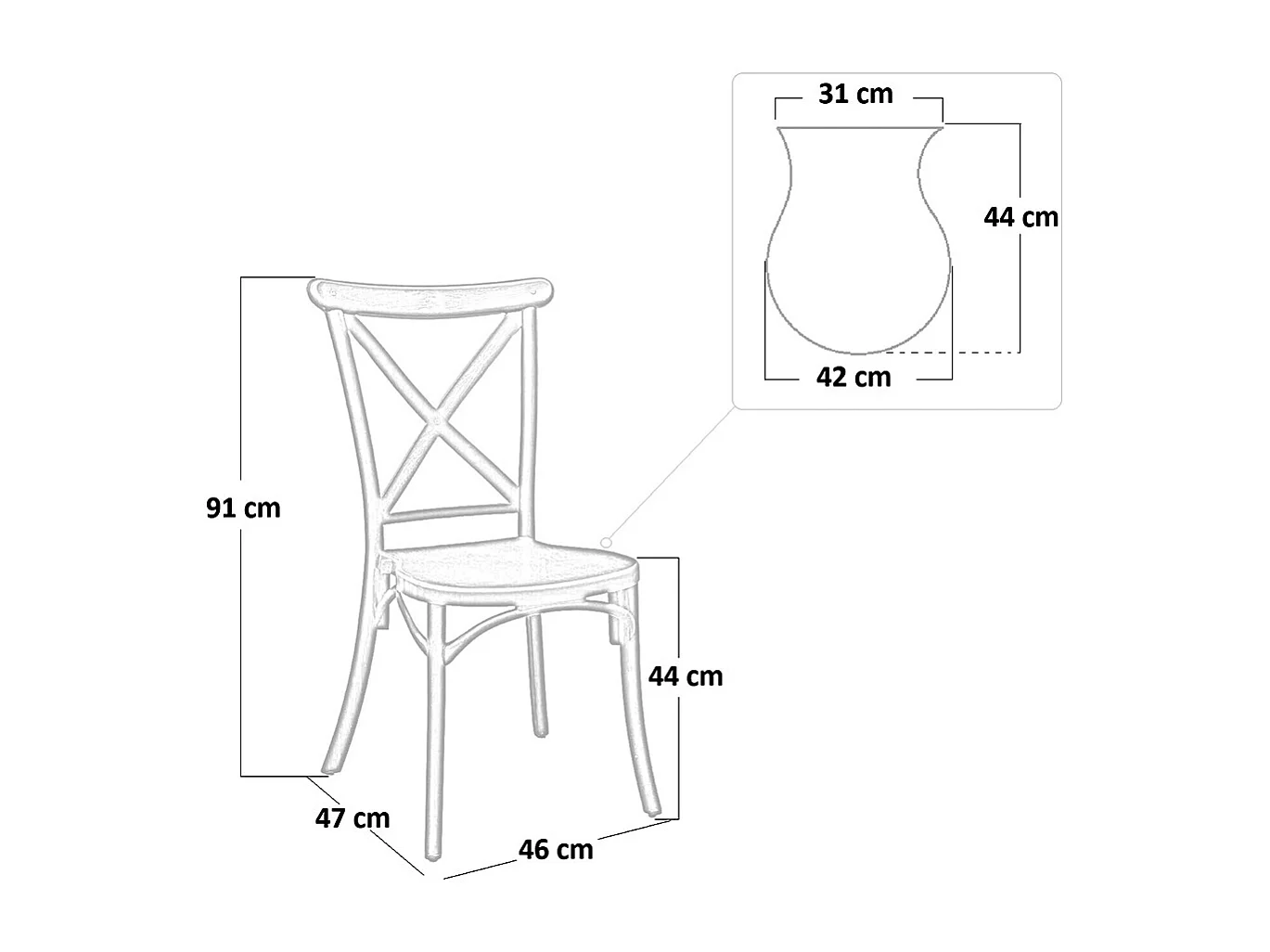 Silla apilable Sprint en forma de cruz de polipropileno blanco x6