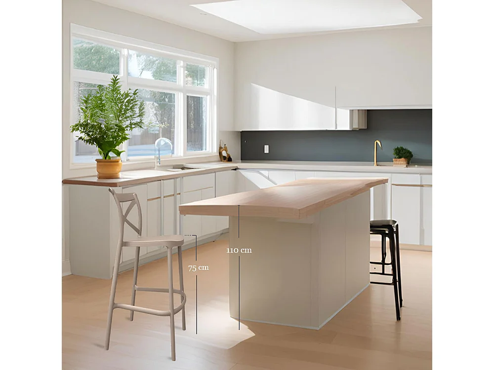 Sgabello alto da bar in plastica polipropilene marrone chiaro sprint h 75 cm