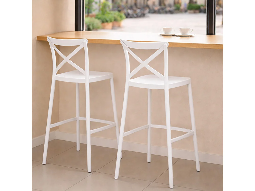 Tabouret de bar haut en plastique polypropylène blanc sprint h 75 cm