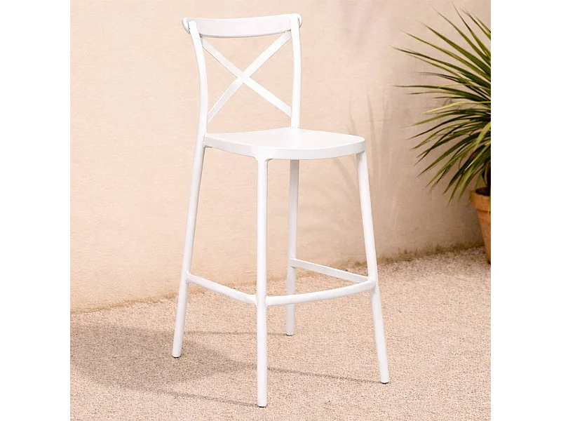 Tabouret de bar haut en plastique polypropylène blanc sprint h 75 cm