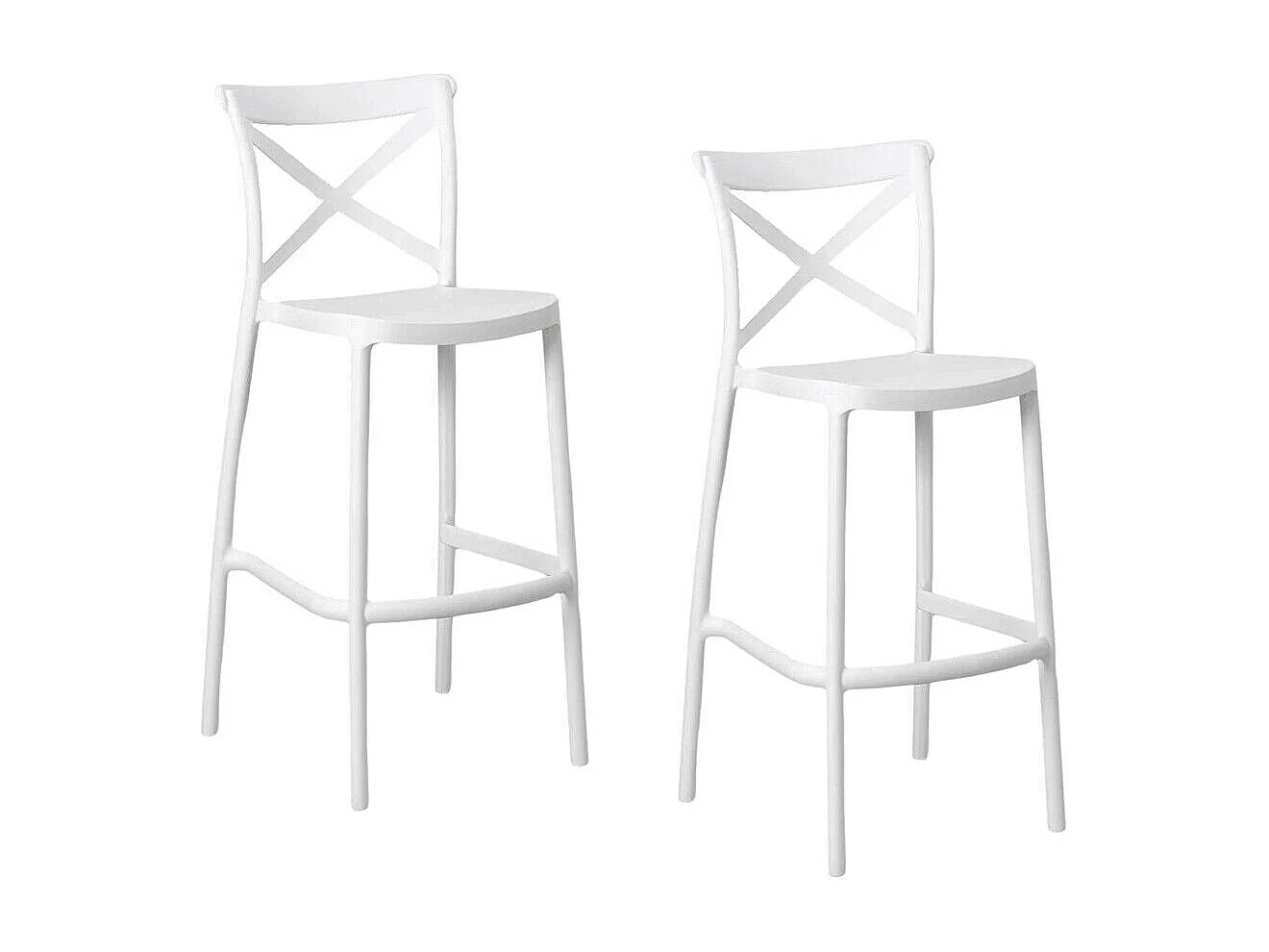 Lot de 2 tabourets de bar en plastique sprint blanc h 75 cm