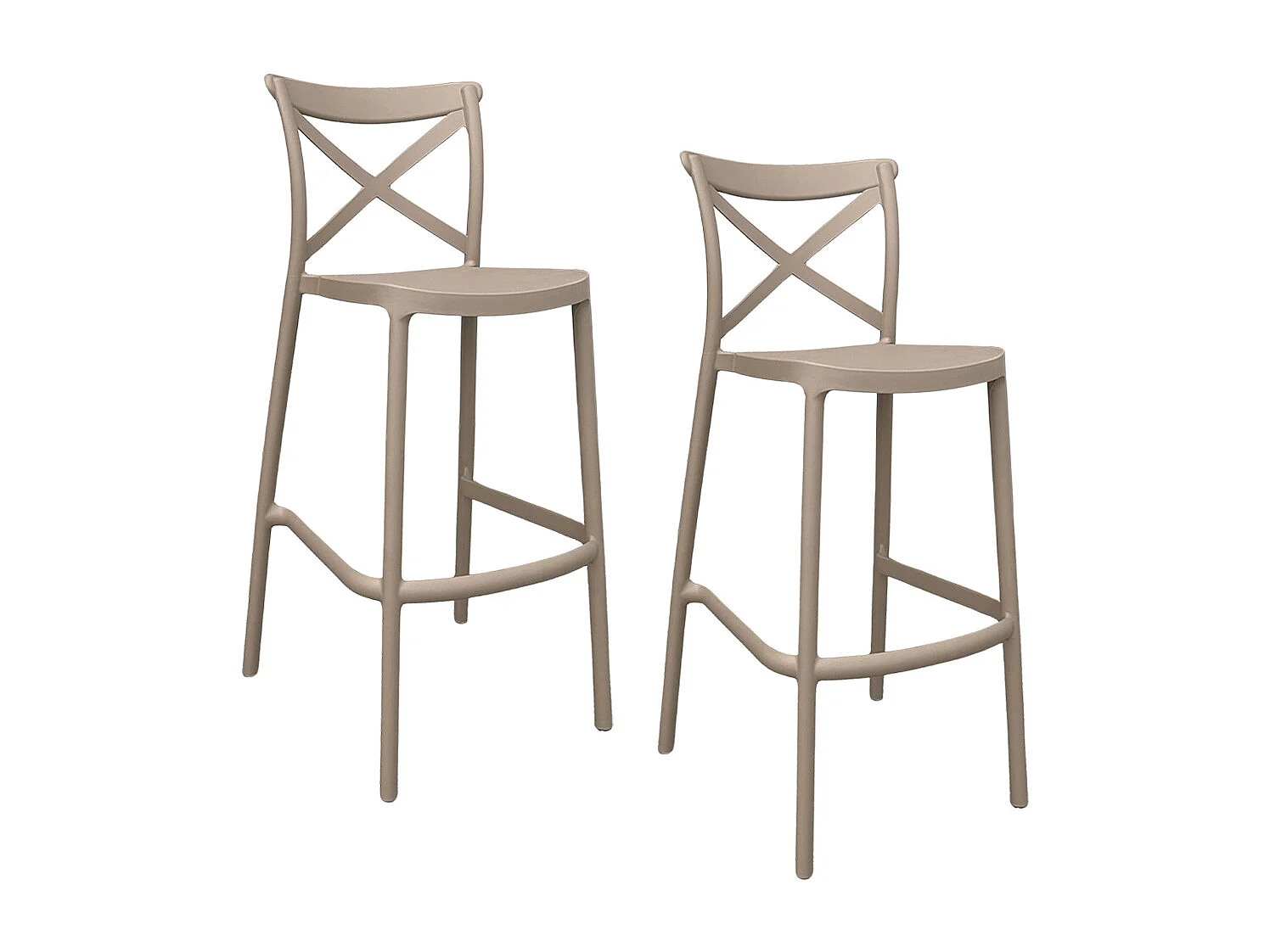 Paire de tabourets de bar en plastique polypropylène sprint marron clair h 75 cm