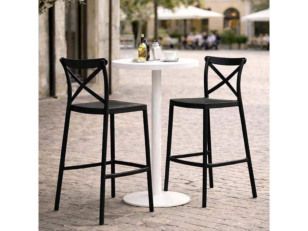 Lot de 2 tabourets de bar en plastique noir sprint h 75 cm