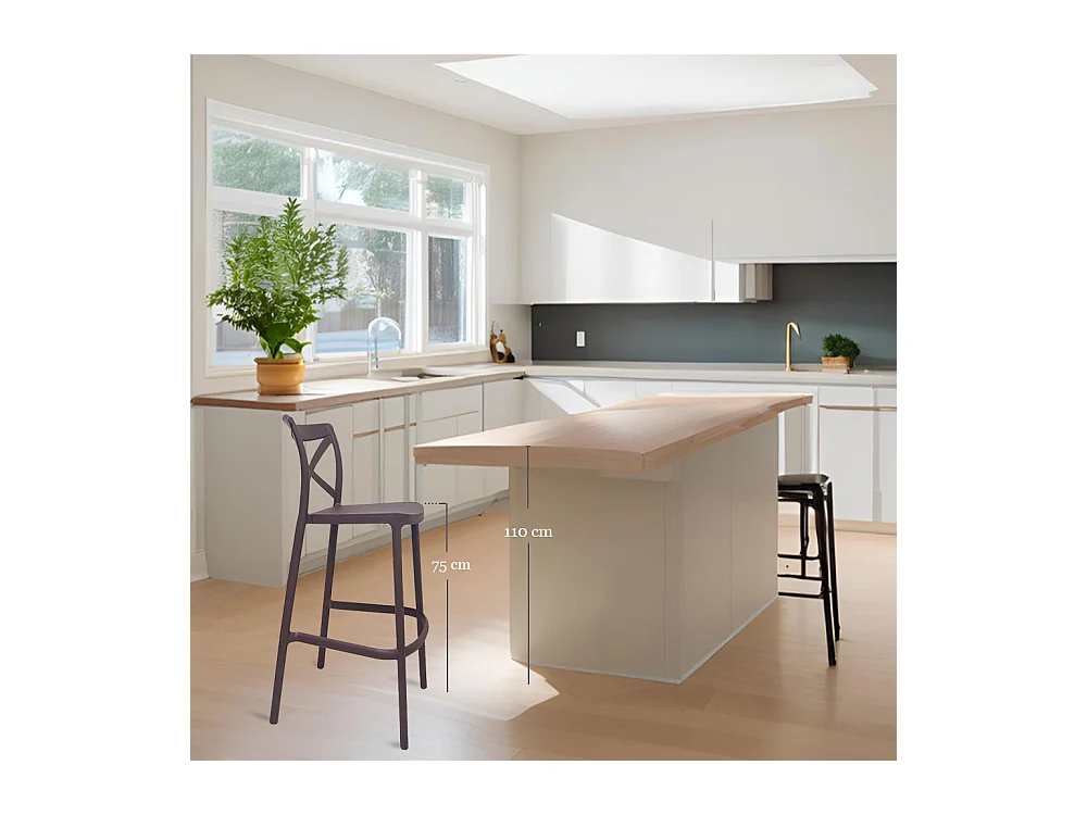 Tabouret haut de bar en plastique polypropylène marron sprint h 75 cm