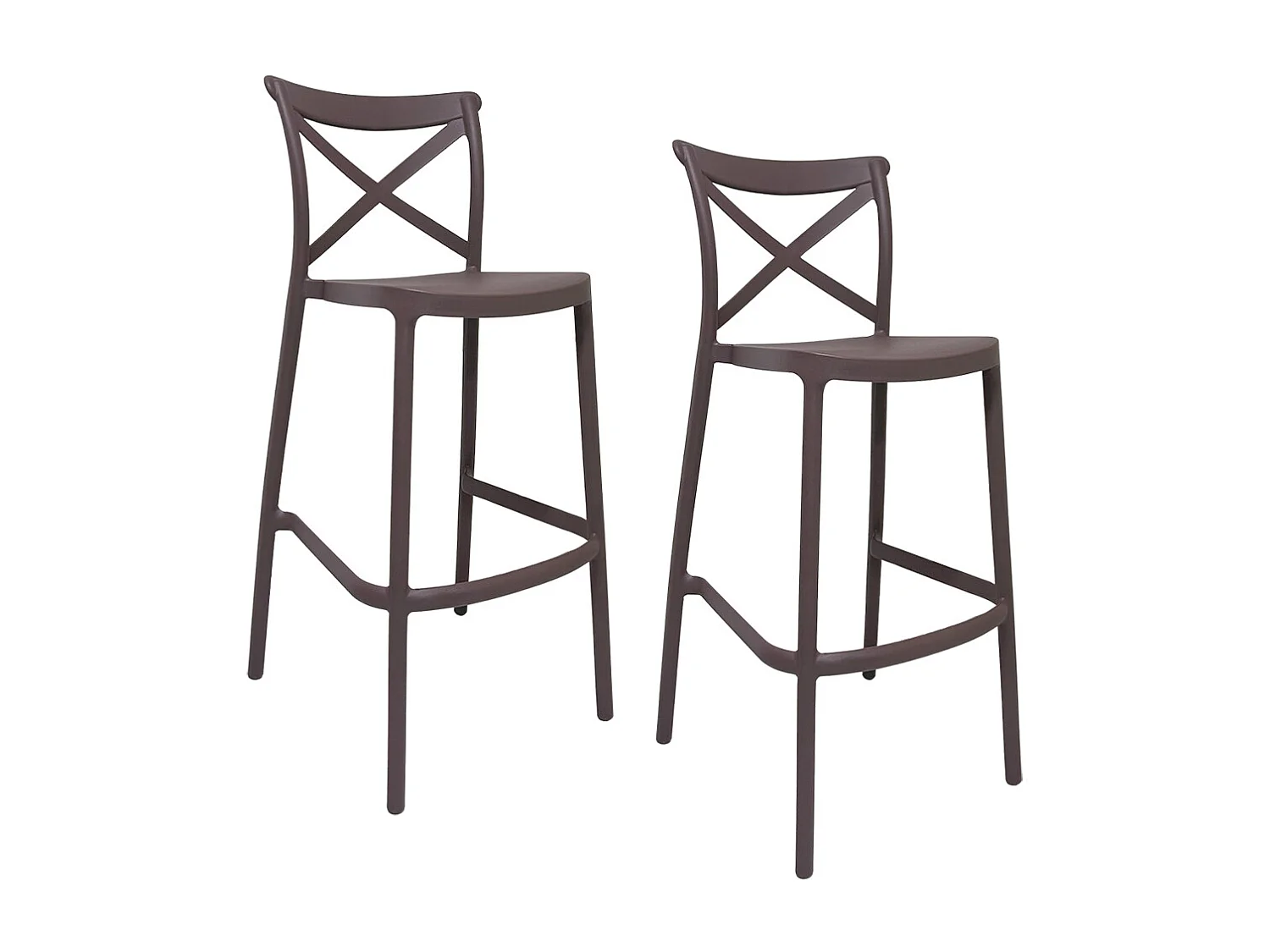 Paire de tabourets de bar en plastique polypropylène sprint marron h 75 cm