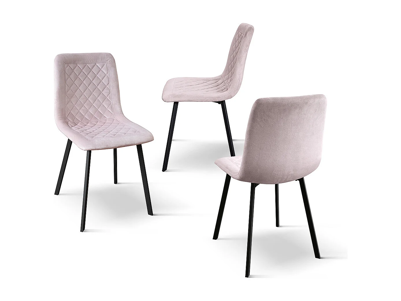 Sedia Arianna set da 4 sedie rosa in velluto e gambe in metallo