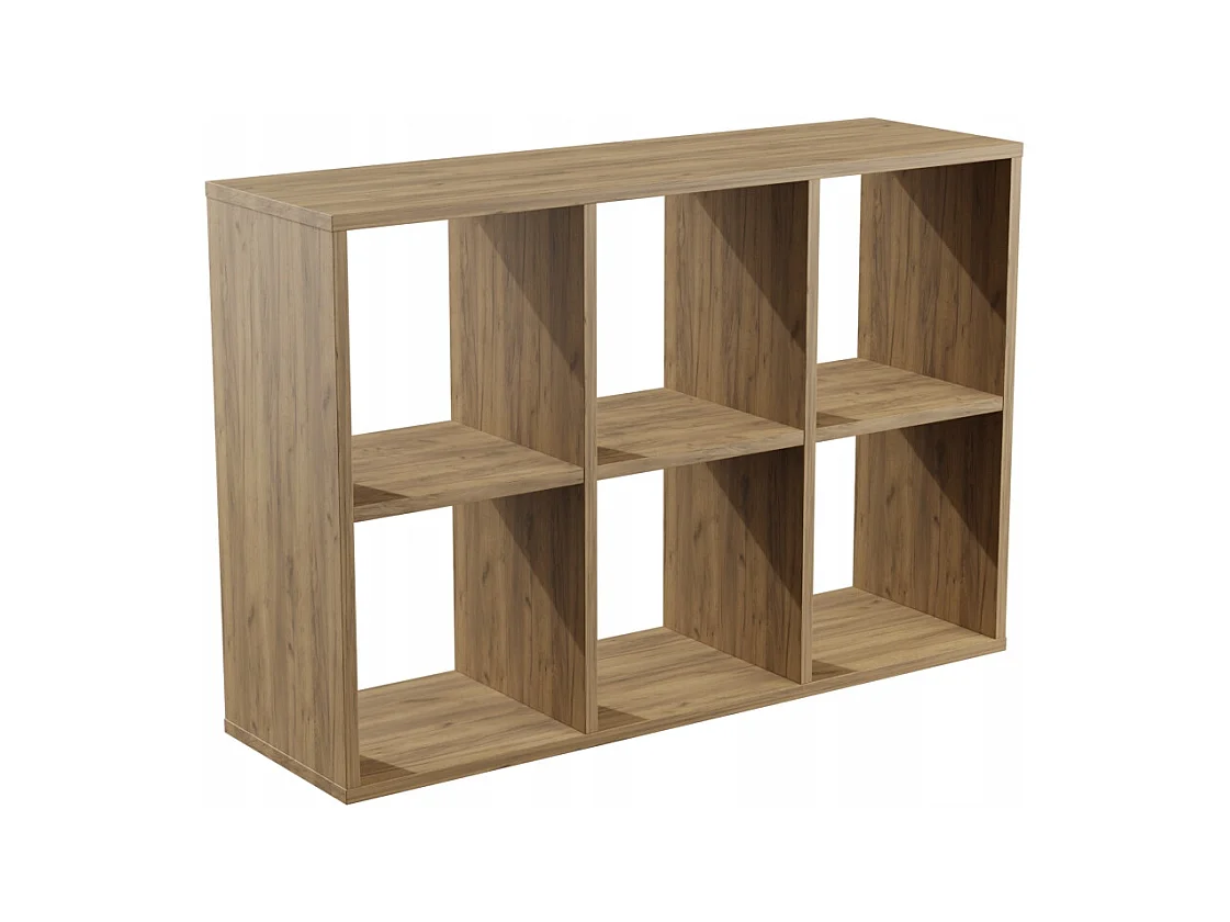 Étagère Ouverte 2x3 Cube Chêne Doré Craft Étagère Loft pour Salon