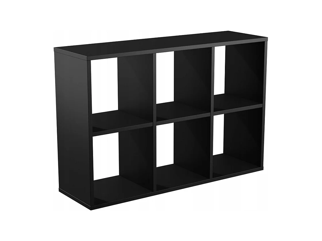 Étagère ouverte 2x3 cubes couleur noir, idéale pour le salon. Parfaite pour ajouter une touche loft à votre intérieur.