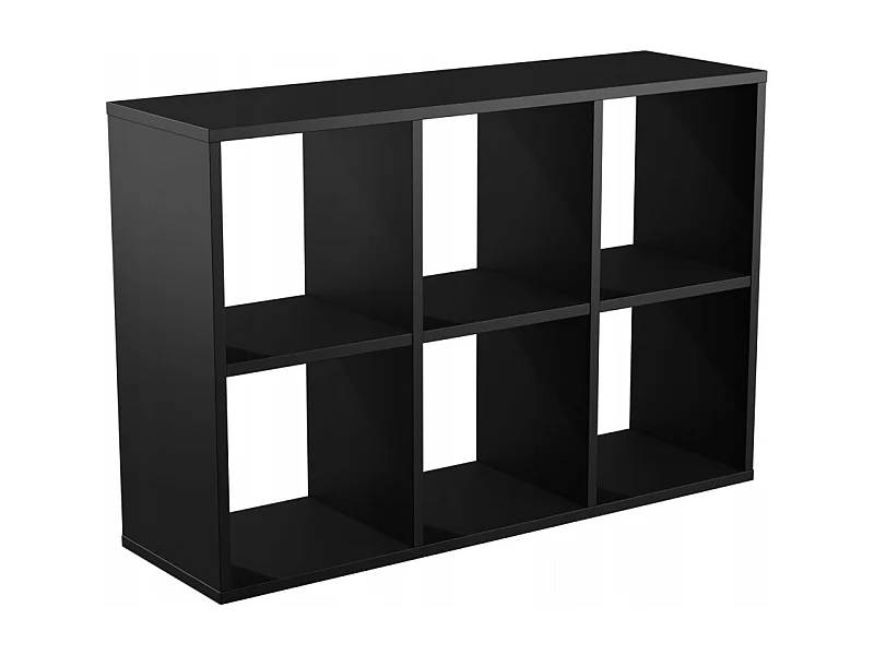 Étagère ouverte 2x3 cubes couleur noir, idéale pour le salon. Parfaite pour ajouter une touche loft à votre intérieur.
