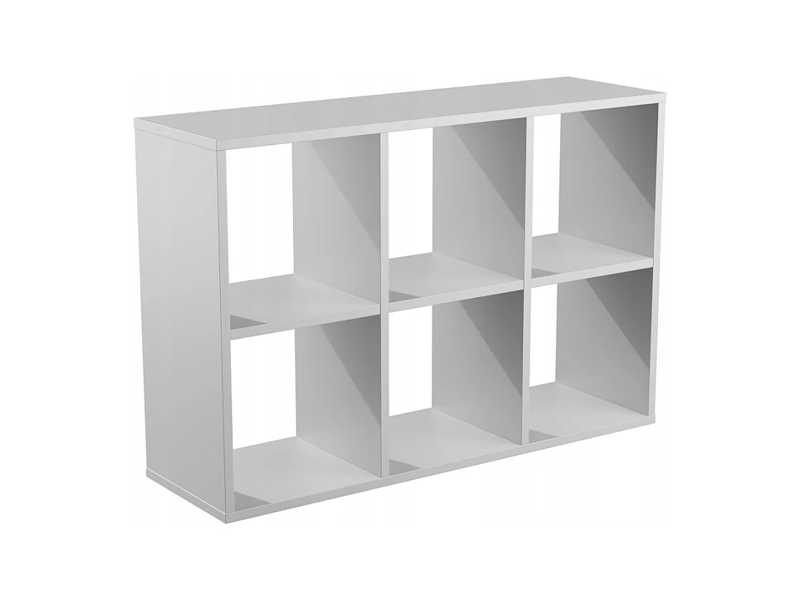 Étagère ouverte 2x3 cubes blanc pour salon loft.