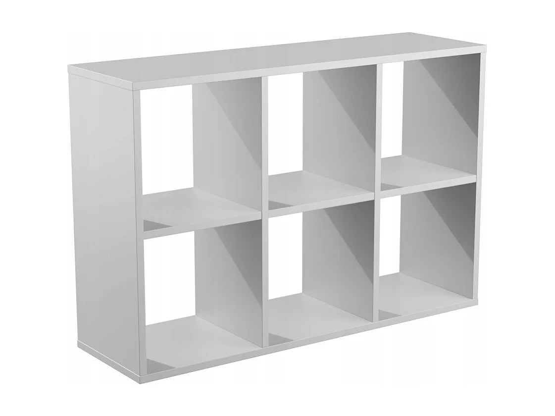 Étagère ouverte 2x3 cubes blanc pour salon loft.