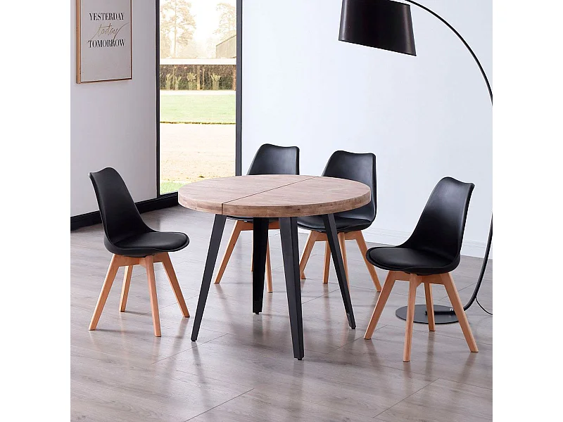 Pack de 4 sillas de comedor Bistro estilo nórdico negro Adec