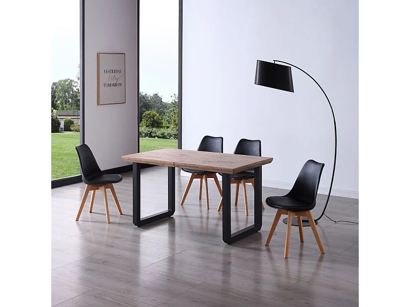 Pack de 4 sillas de comedor Bistro estilo nórdico negro Adec