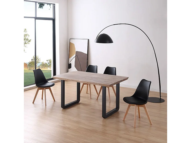 Pack de 4 sillas de comedor Bistro estilo nórdico negro Adec