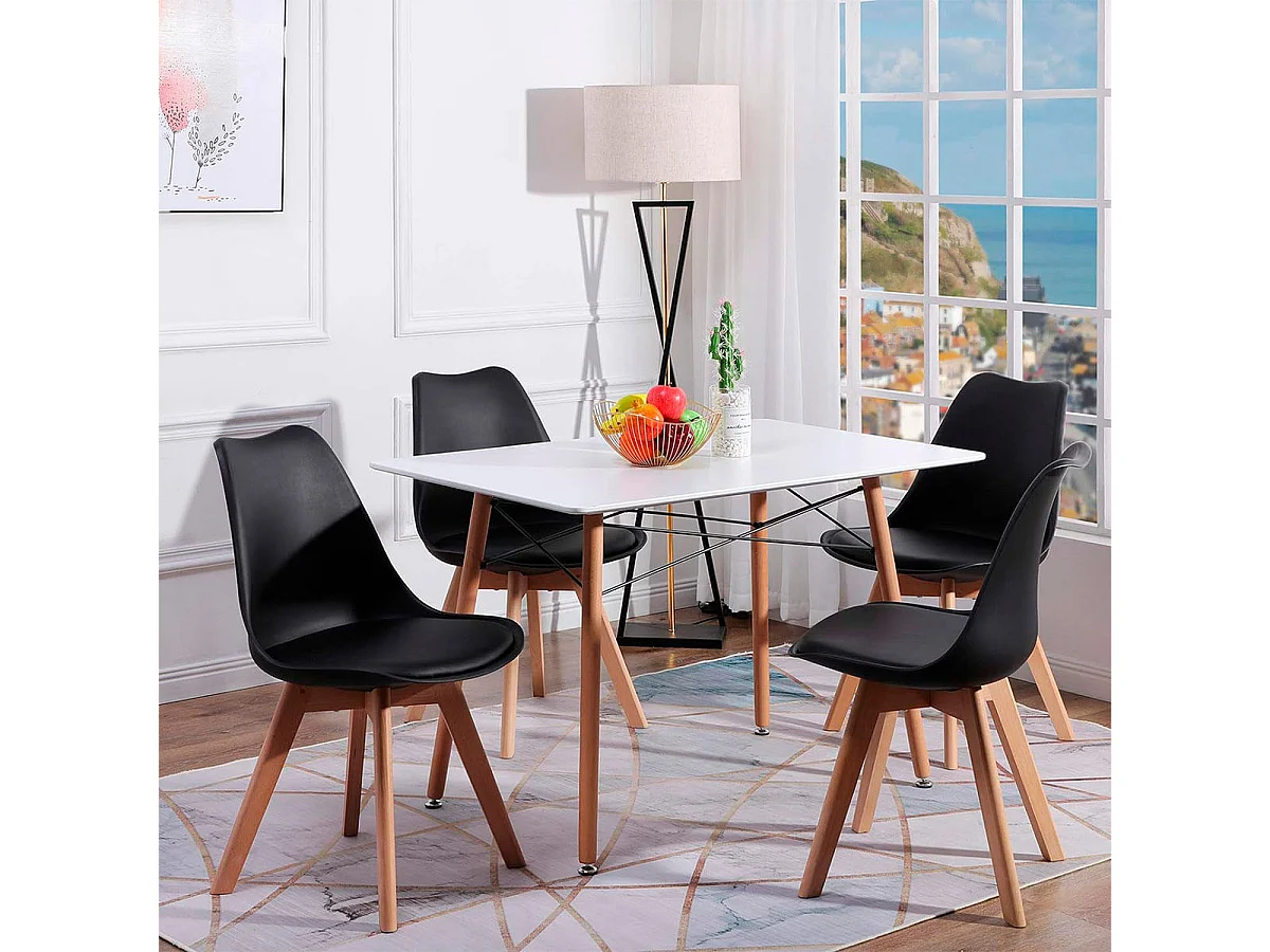 Pack de 4 sillas de comedor Bistro estilo nórdico negro Adec