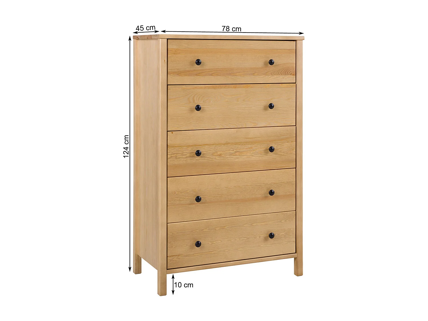 Commode Prestige I en bois, coloris chêne