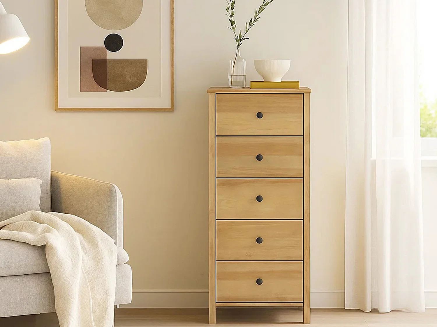 Commode Prestige I en bois, coloris chêne