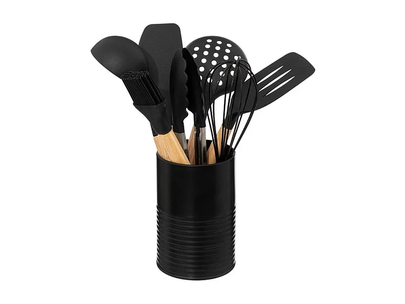 Juego de 7 utensilios de cocina con recipiente negro