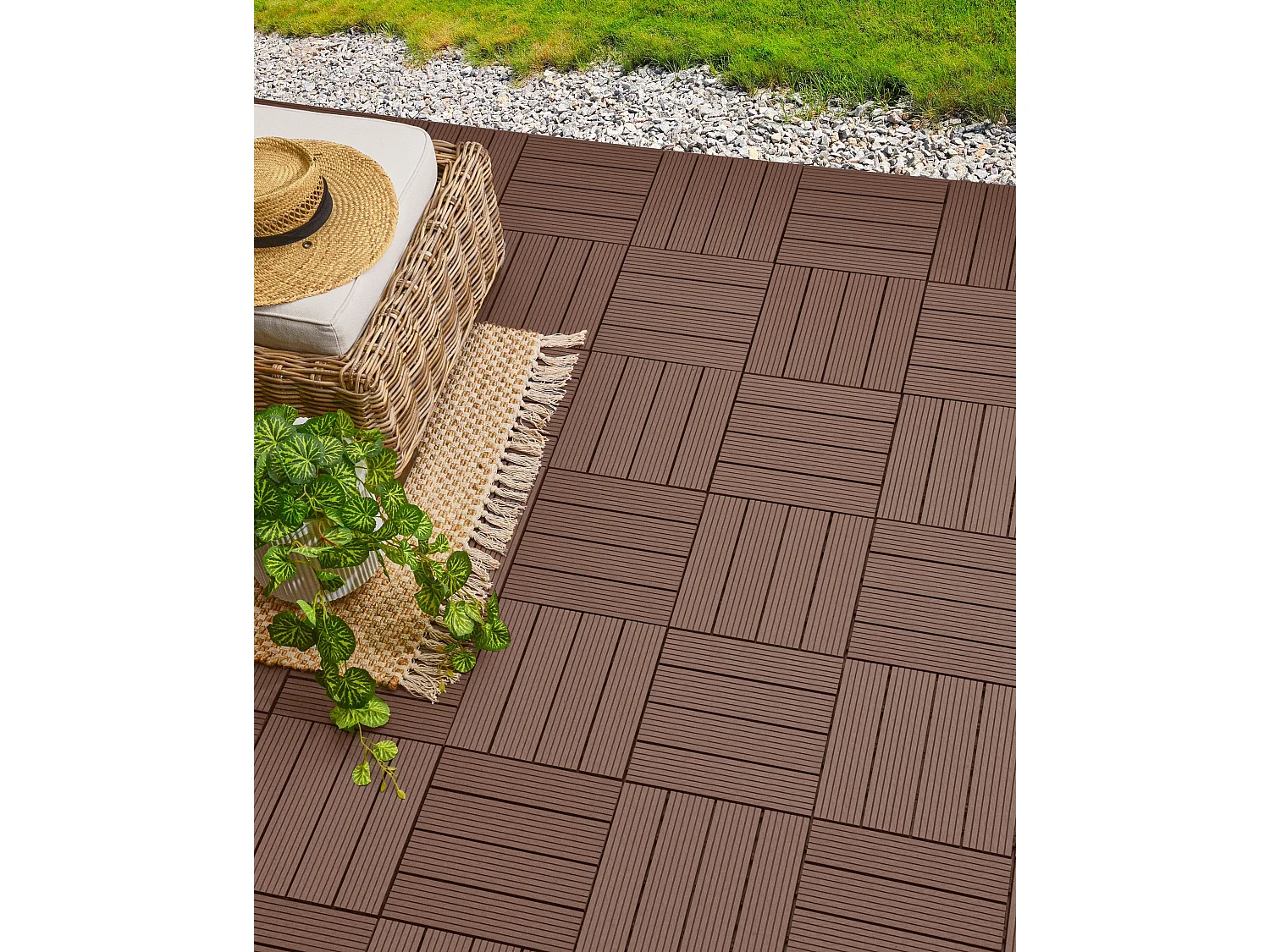 Caillebotis ATELETA Composite bois-plastique (WPC) Marron