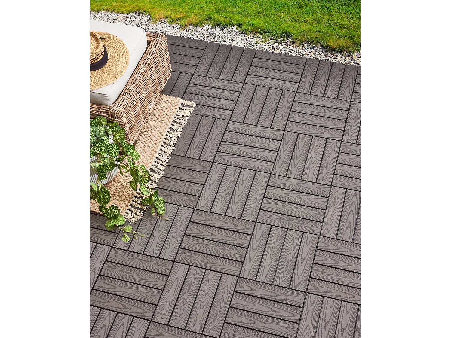 Caillebotis ATESSA Composite bois-plastique (WPC) Gris