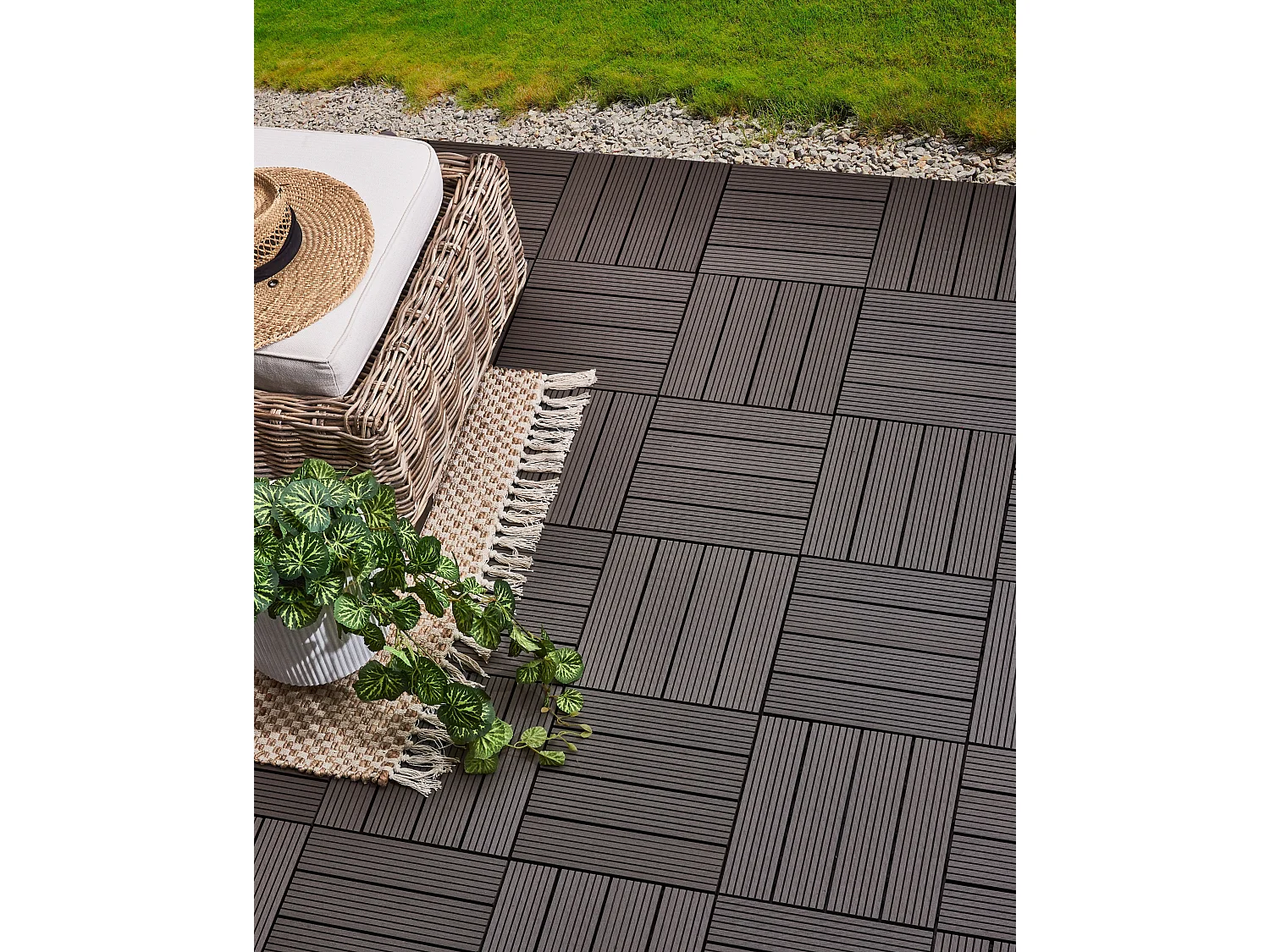 Caillebotis ATELETA Composite bois-plastique (WPC) Gris graphite