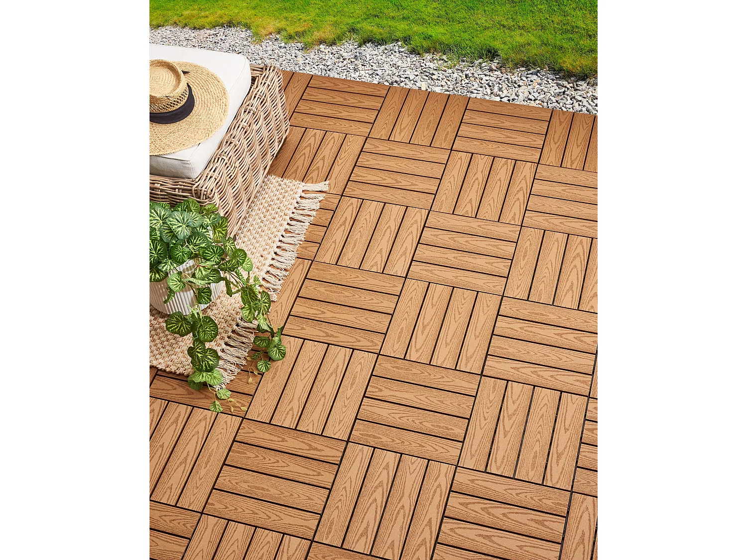 Caillebotis ATESSA Composite bois-plastique (WPC) Marron clair