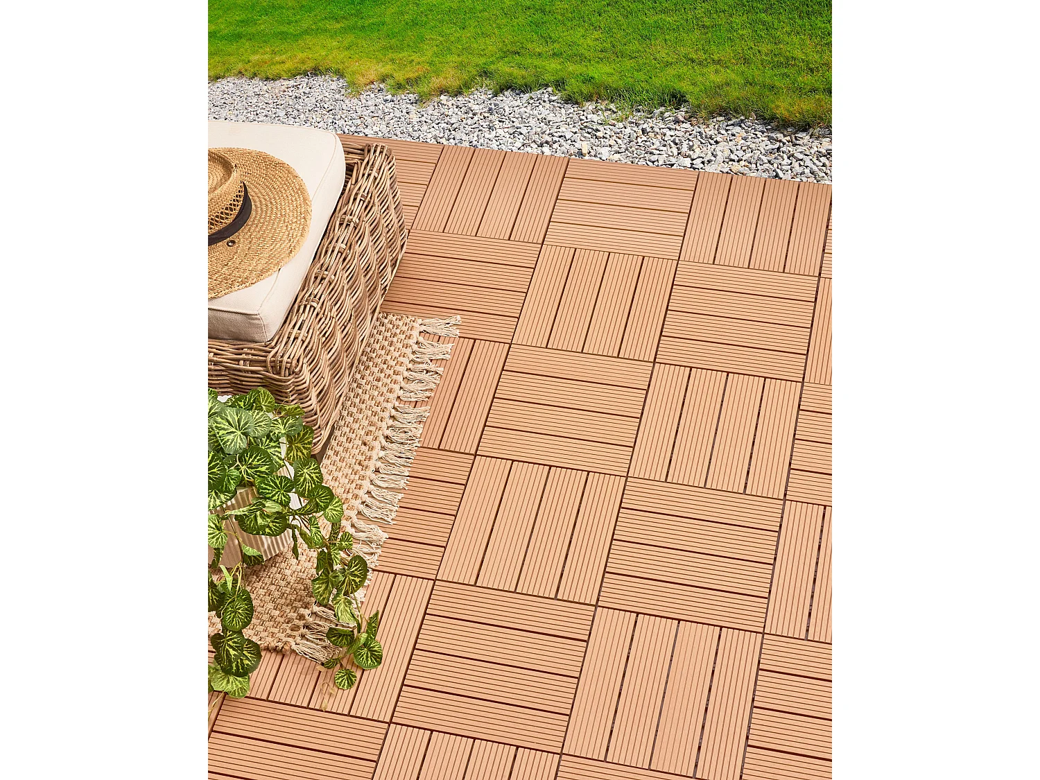 Caillebotis ATELETA Composite bois-plastique (WPC) Marron clair