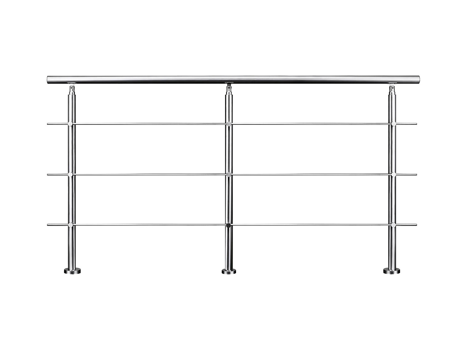 200cm 201 RVS leuning met 3 dwarsbalken voor binnen- en buitengebruik