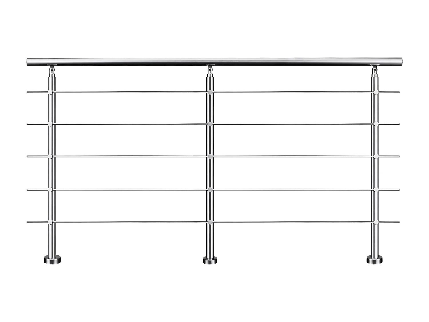 200cm 201 RVS leuning met 5 dwarsbalken voor binnen- en buitengebruik