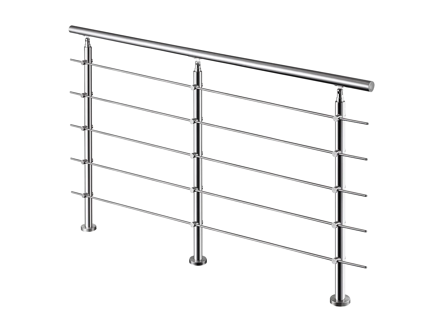 200cm 201 RVS leuning met 5 dwarsbalken voor binnen- en buitengebruik