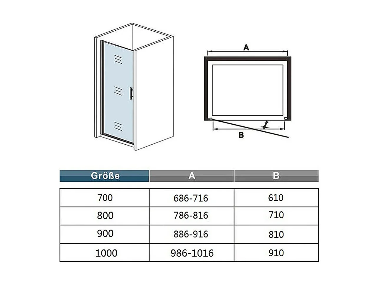 AICA Porte de Douche Battante 100x180cm, en Verre Trempé Anticalcaire 6mm, porte de douche pivotante avec Profilé chromé, Installation en Niche