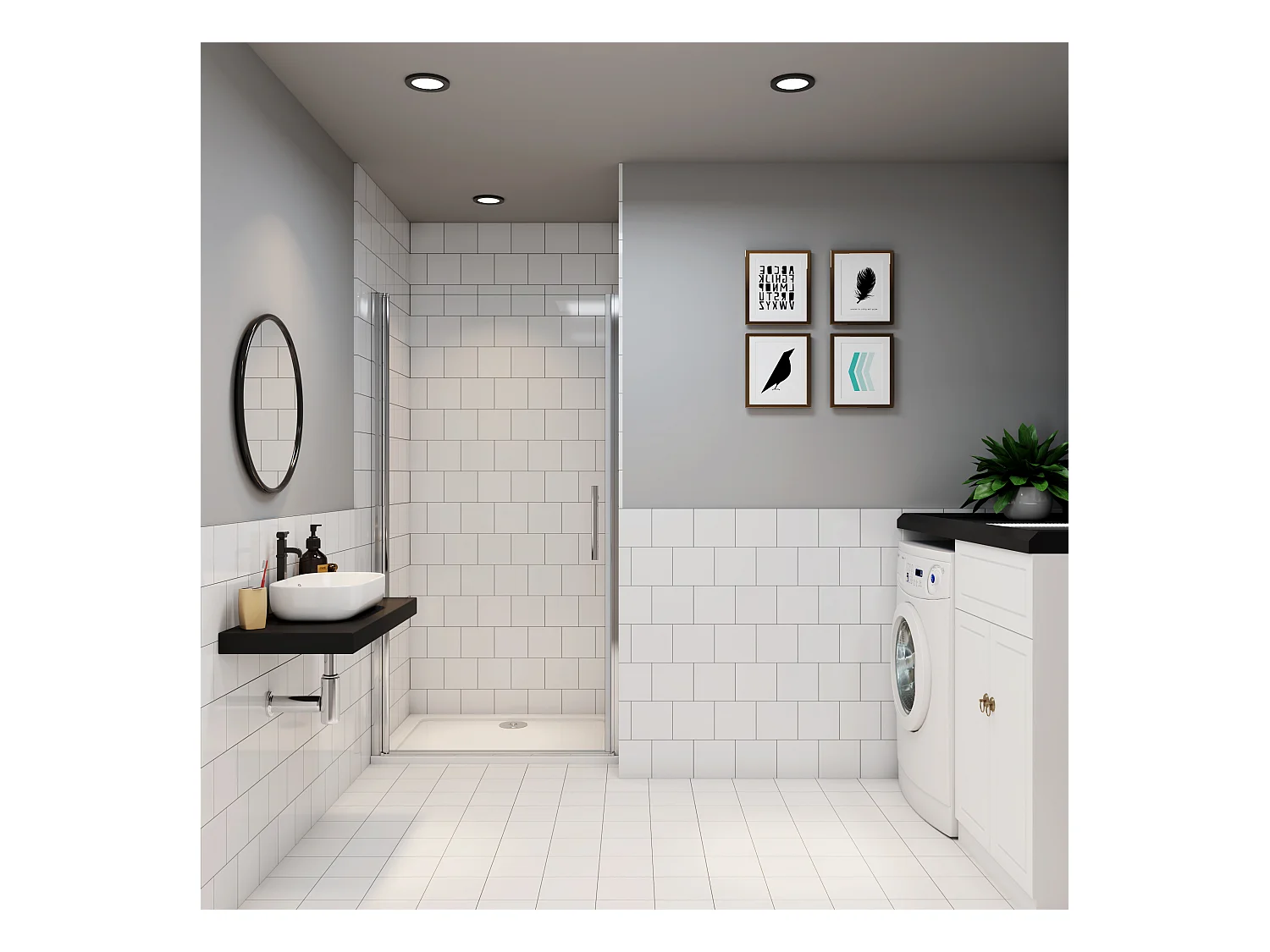AICA Porte de Douche Battante 100x180cm, en Verre Trempé Anticalcaire 6mm, porte de douche pivotante avec Profilé chromé, Installation en Niche