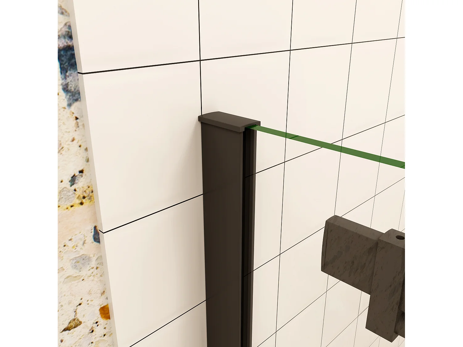 AICA porte de douche coulissante 100x200cm, noir mat style atelier, porte de douche coulissante noir en 8mm verre anticalcaire