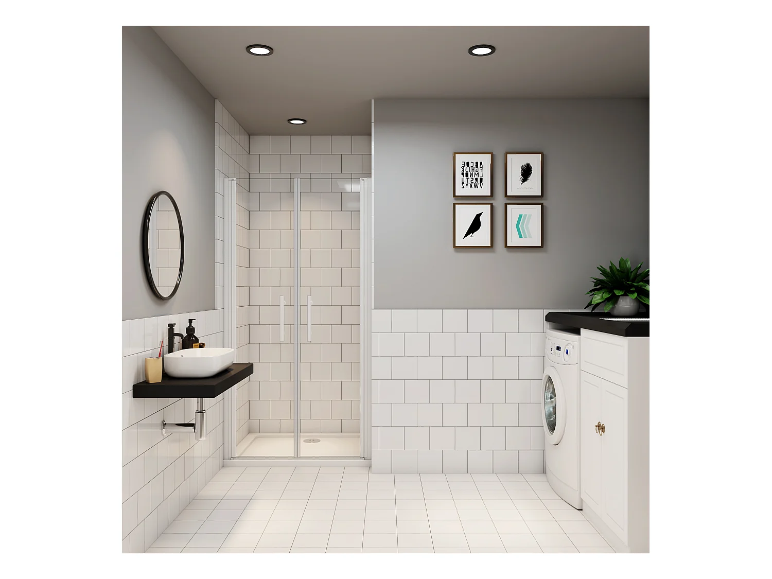 AICA Porte de Douche Battante 80x180cm, en Verre Trempé Anticalcaire 5mm, porte de douche pivotante à 180° avec Profilé Blanc, Installation en Niche