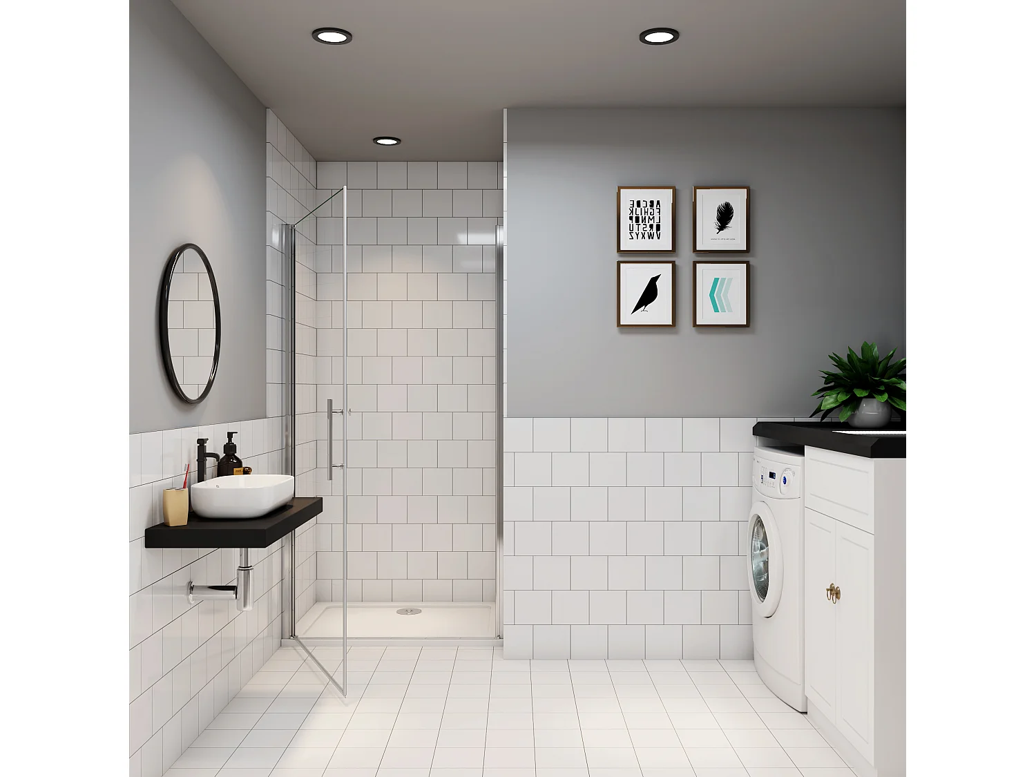 AICA Swing Shower Door 90x180cm, 6mm Anti-kalk Gehard Glas, Draaibare Douchedeur met Chromen Profiel, Nisinstallatie