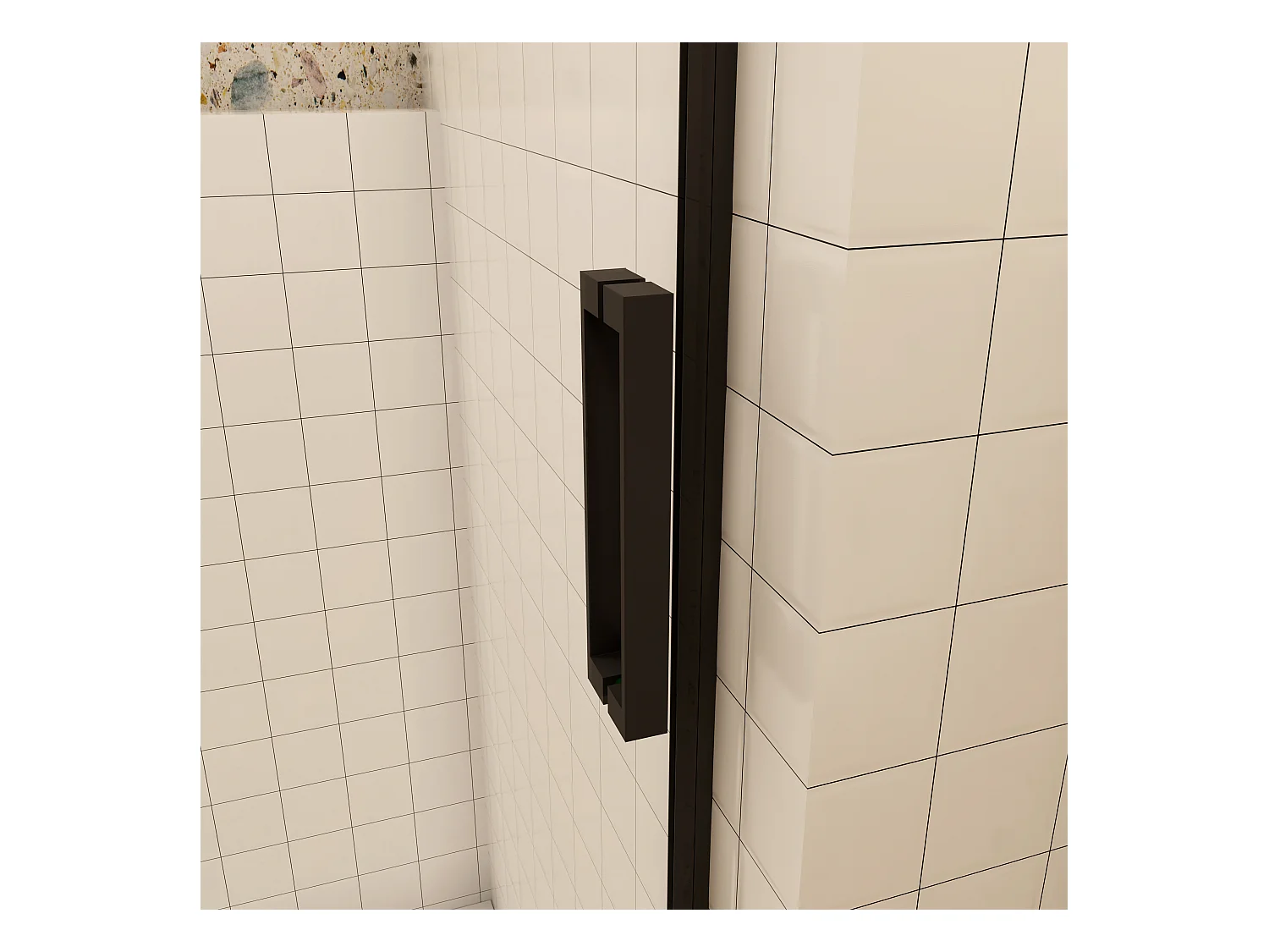 AICA porte de douche coulissante 120x200cm, noir mat style atelier, porte de douche coulissante noir en 8mm verre anticalcaire